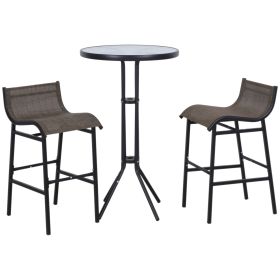 Bistro Bliss: 3-Piece High-Top Patio Set with Round Table & 2 Bar Stools in Black/Tan