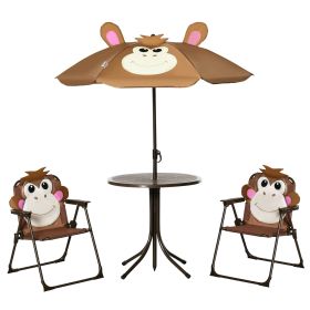 Kids Outdoor Table & Chair Set, Folding Garden Furniture with Adjustable Umbrella for Patio, Fun & Durable, 3-6 Years
