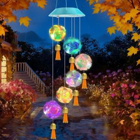 Solar Wind Chime, Color Changing Hydrangea Ball Wind Chimes LED Decorative Mobile Waterproof Outdoor Solar Lights Gifts for Mom Grandma, Garden,