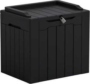 31 Gallon Storage Box with Lid for Patio Furniture, Garden Tools, Pool Supplies, Waterproof and UV Resistant, Lockable, Dark Black