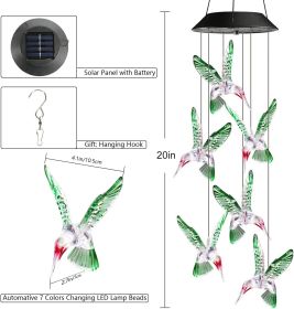Solar Wind Chime, Color Changing Wind Chimes Hummingbird, LED Decorative Mobile, Gifts for Mom Grandma