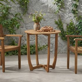 Outdoor Round Acacia Wood Accent Table,27.5" Teak