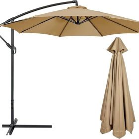 10 FT 8 Rib Umbrella Canopy Replacement Outdoor Market Patio Table Umbrella Strong and Thicck Canopy Cover for Backyard Garden Courtyard Swimming (size: Tan   (8 Ribs))